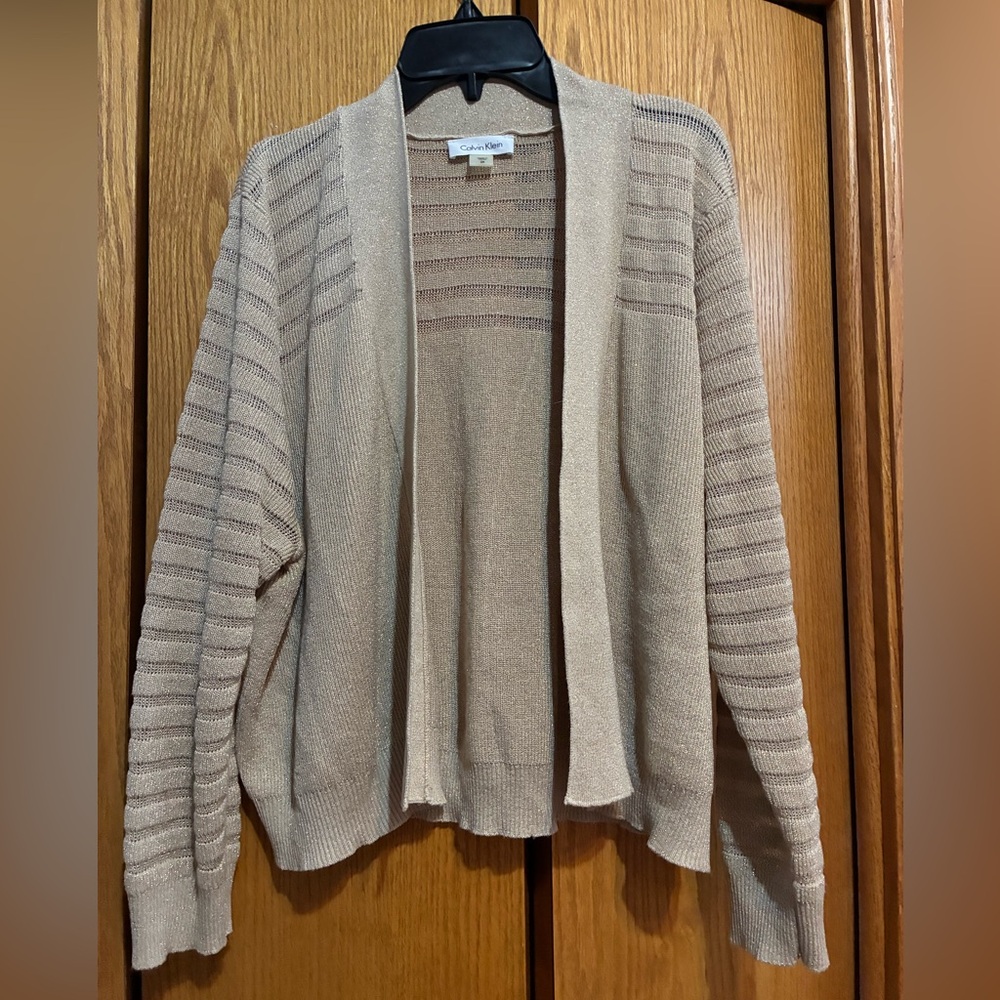 Calvin Klein gold Cardigan Sweater with Relaxed Fit